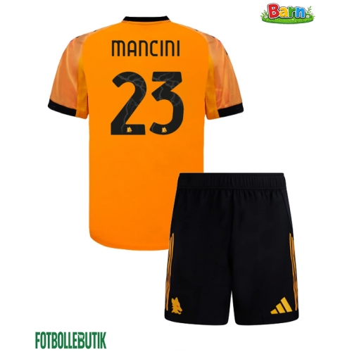 AS Roma Gianluca Mancini #23 Bortaställ Barn 2025-26 Kortärmad (+ Korta byxor)